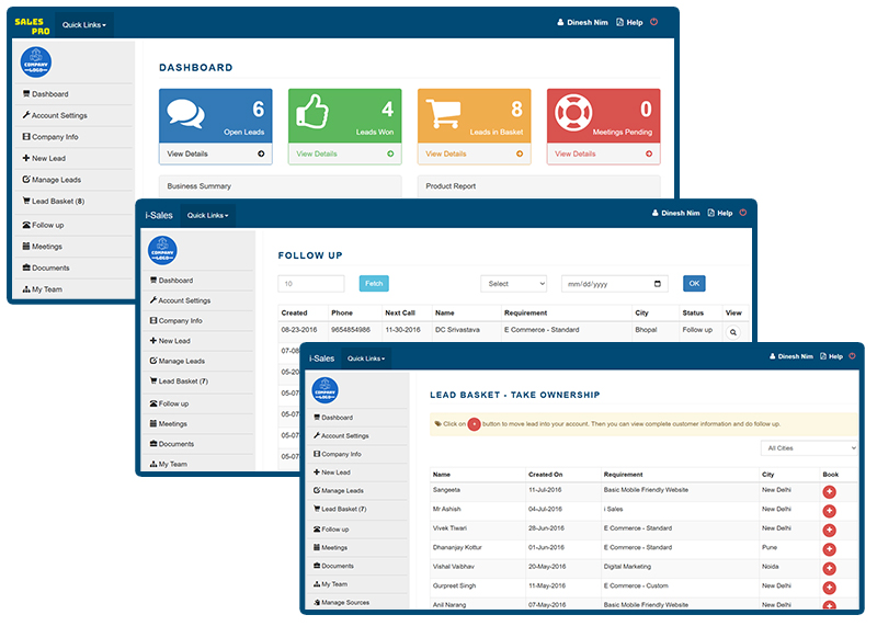 sales management dashboard